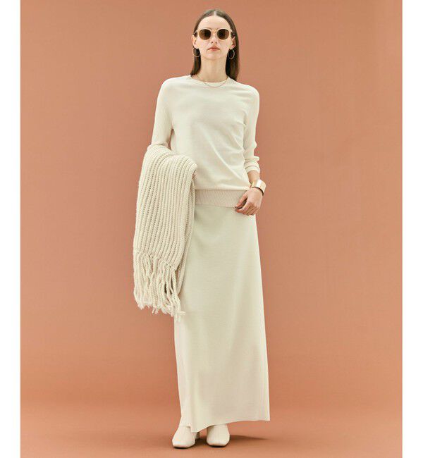 BEIGE,「【VERY NaVY12月号掲載】MONTAIGNE / イージーウエストウールロングスカート」|スカート|