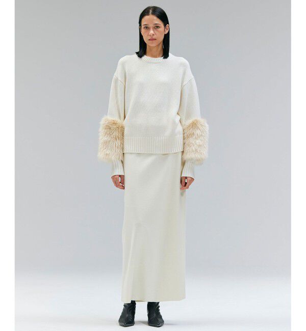 BEIGE,「【VERY NaVY12月号掲載】MONTAIGNE / イージーウエストウールロングスカート」|スカート|