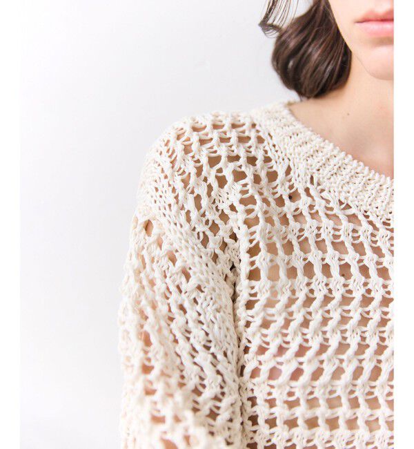 BEIGE,「UVITE / コットンメッシュクロップドニット」|ニット・セーター|