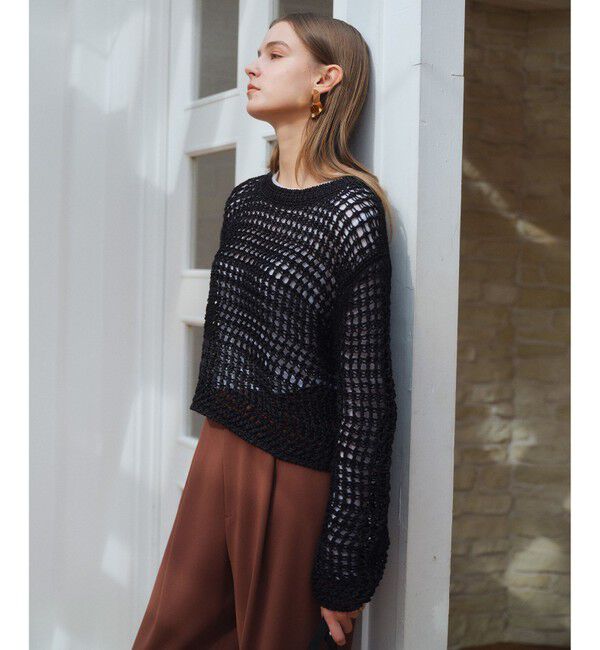 BEIGE,「UVITE / コットンメッシュクロップドニット」|ニット・セーター|