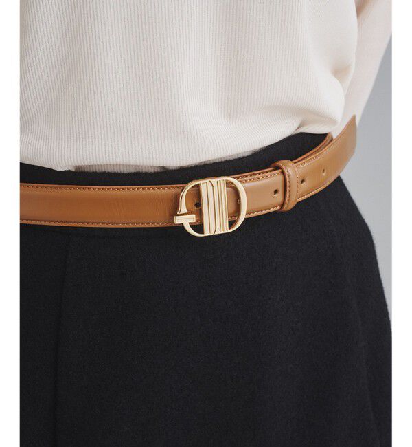  「モノグラムレザーベルト」|ベルト|キャメル