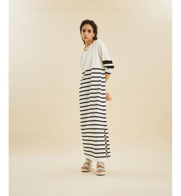  「ボーダーニットロングワンピース」|ワンピース|