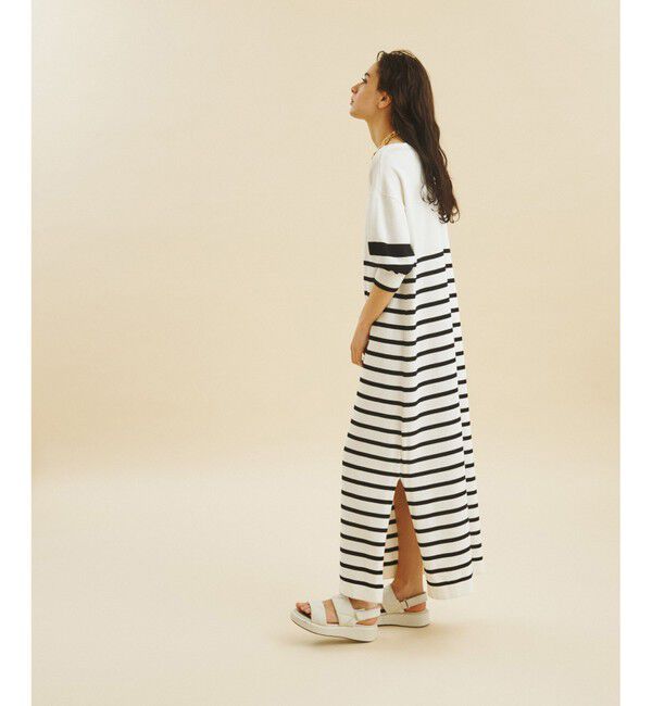  「ボーダーニットロングワンピース」|ワンピース|