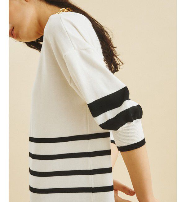  「ボーダーニットロングワンピース」|ワンピース|