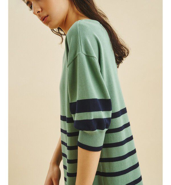  「ボーダーニットロングワンピース」|ワンピース|