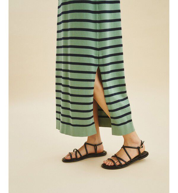  「ボーダーニットロングワンピース」|ワンピース|