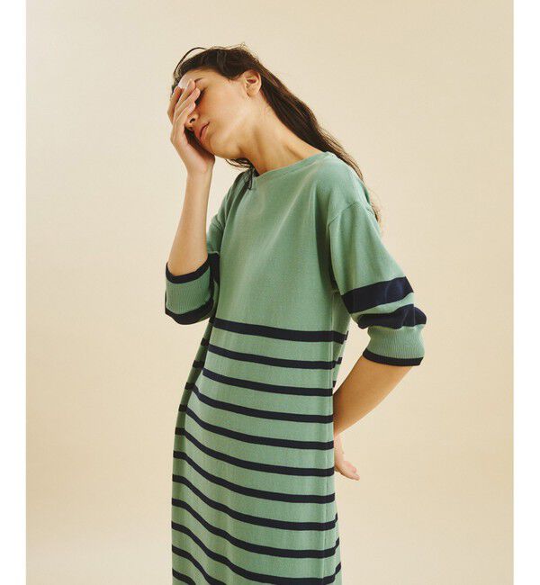  「ボーダーニットロングワンピース」|ワンピース|