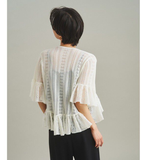 GRACE CONTINENTAL「シアーフリルニットカーディガン」|カーディガン|