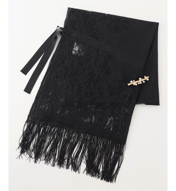 GRACE CONTINENTAL「ピン付レースストール」|ストール|ブラック