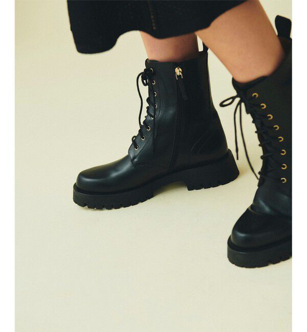 GRACE CONTINENTAL「ANGELO BERVICATO レースアップブーツ」|ショートブーツ|ブラック