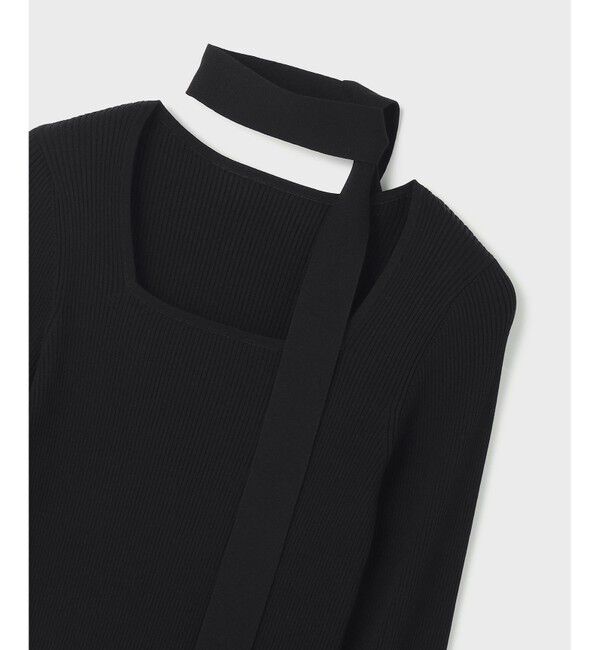  「ボウタイリブニットトップ」|ニット・セーター|