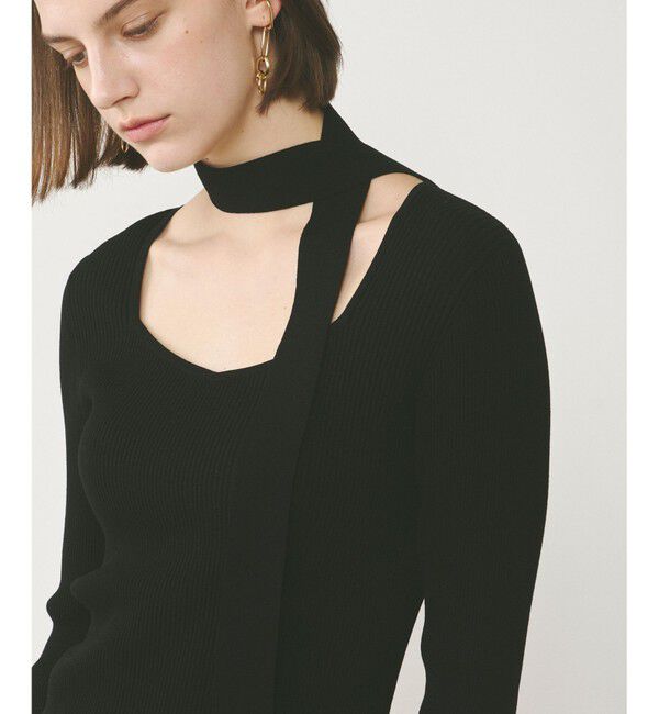  「ボウタイリブニットトップ」|ニット・セーター|