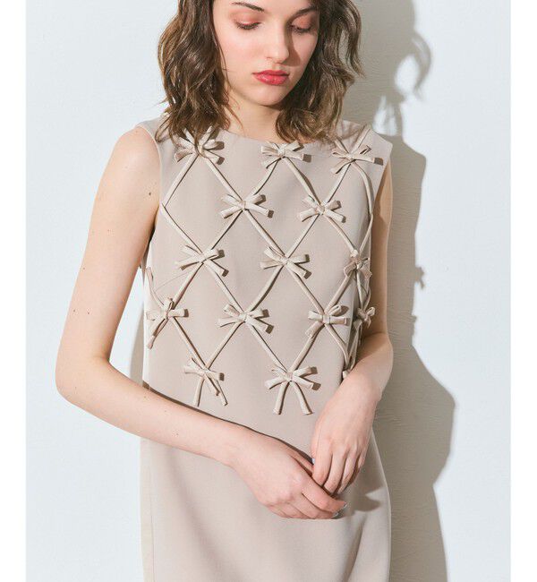 Grace Class「リボンモチーフドレス」|ドレス|ベージュ