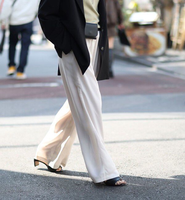 《セットアップ対応》【MAQWEL/マクウェル】ウォッシャブルサテンパンツ