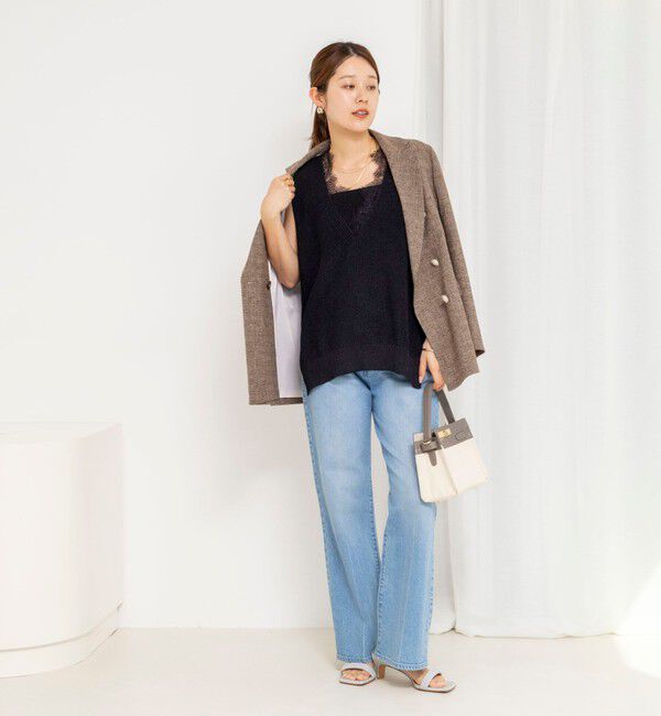 NOLLEY'S「《手洗い可能》Ｖネックレースジレ」|ベスト・ジレ|