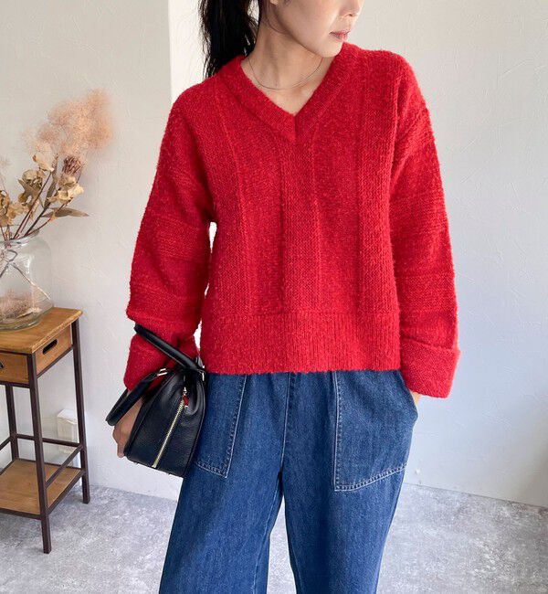 fredy emue「ブークレニットVネックプルオーバー」|ニット・セーター|