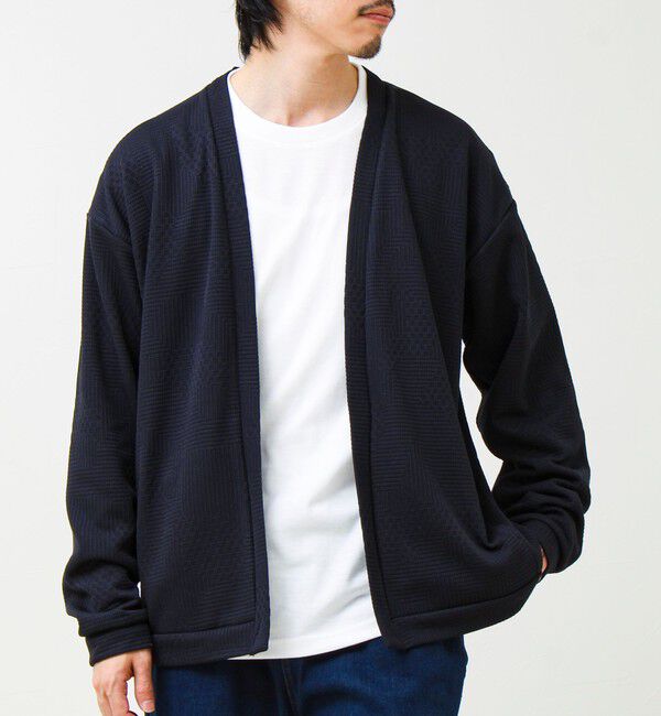 GLOSTER「【ロンTとカーデの2点セット】ランダムジャガード アンサンブルカーディガン」|カーディガン|ネイビー