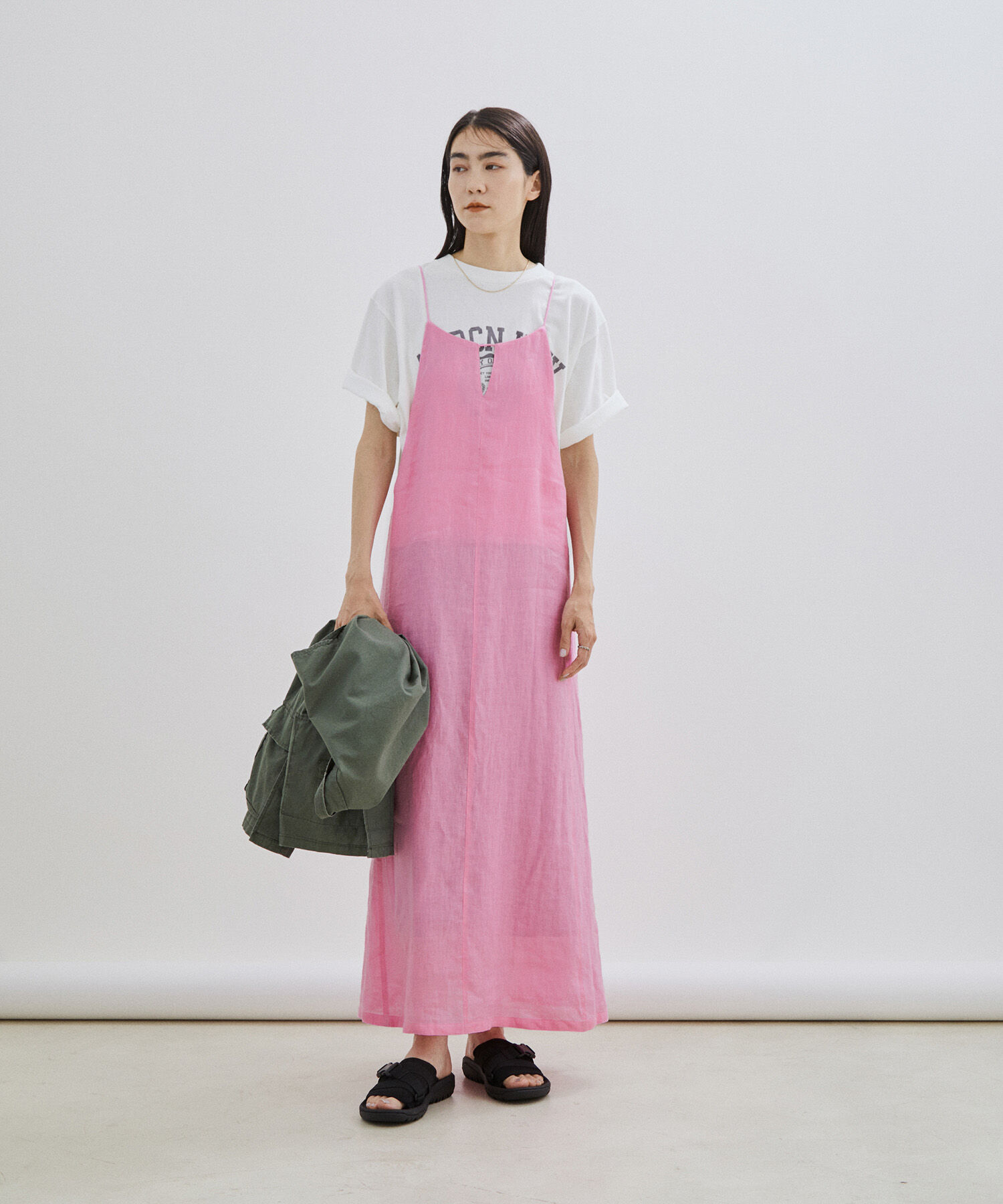 SALON adam et rope'「【洗える】ノルマンディリネンキャミワンピース/麻」|ワンピース|