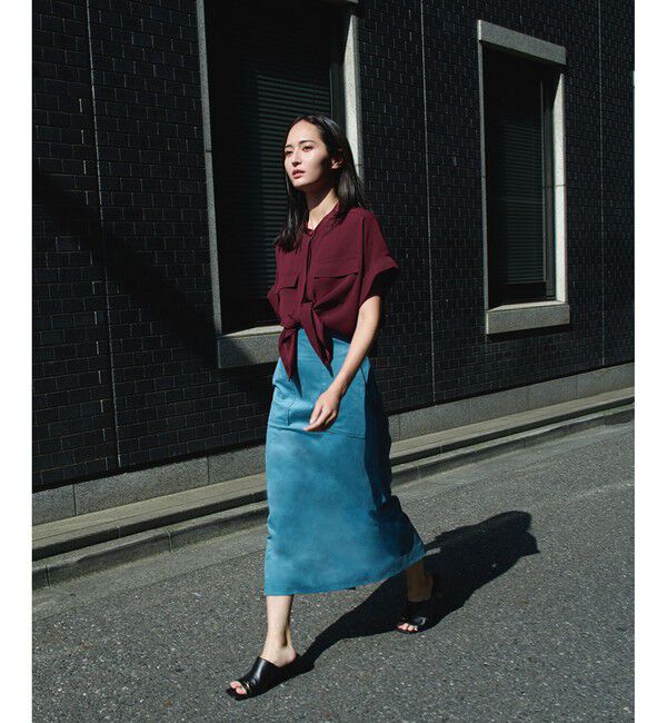 ROPE「【洗える・カセット服】バックサテンフラップブラウス/お仕事・通勤・セットアップ対応【ドラマ着用】」|シャツ・ブラウス|