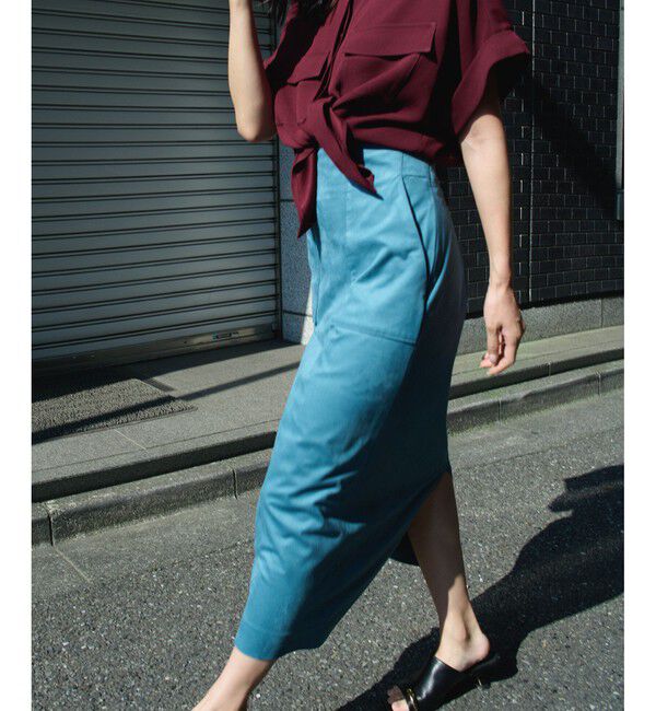 ROPE「【洗える・カセット服】バックサテンフラップブラウス/お仕事・通勤・セットアップ対応【ドラマ着用】」|シャツ・ブラウス|