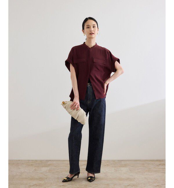 ROPE「【洗える・カセット服】バックサテンフラップブラウス/お仕事・通勤・セットアップ対応【ドラマ着用】」|シャツ・ブラウス|