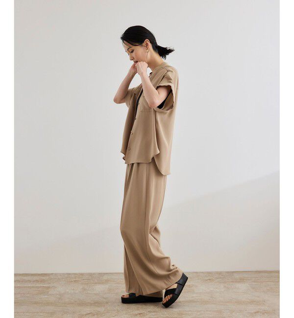 ROPE「【洗える・カセット服】バックサテンフラップブラウス/お仕事・通勤・セットアップ対応【ドラマ着用】」|シャツ・ブラウス|