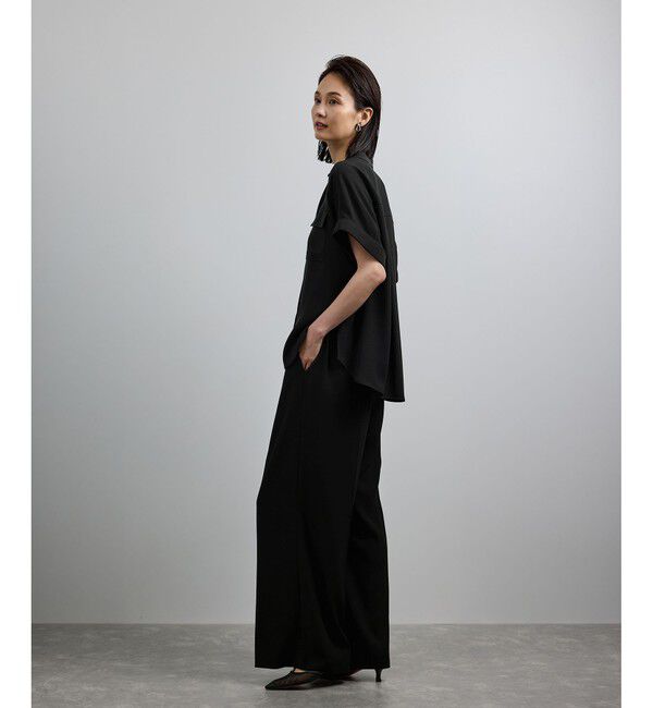 ROPE「【洗える・カセット服】バックサテンフラップブラウス/お仕事・通勤・セットアップ対応【ドラマ着用】」|シャツ・ブラウス|