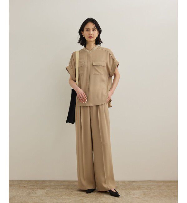 ROPE「【洗える・カセット服】バックサテンフラップブラウス/お仕事・通勤・セットアップ対応【ドラマ着用】」|シャツ・ブラウス|