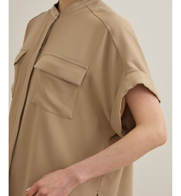 ROPE「【洗える・カセット服】バックサテンフラップブラウス/お仕事・通勤・セットアップ対応【ドラマ着用】」|シャツ・ブラウス|