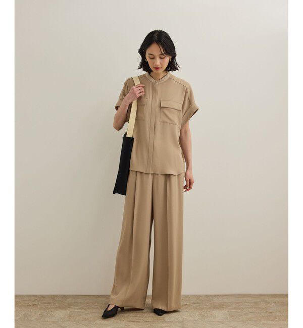 ROPE「【洗える・カセット服】バックサテンフラップブラウス/お仕事・通勤・セットアップ対応【ドラマ着用】」|シャツ・ブラウス|