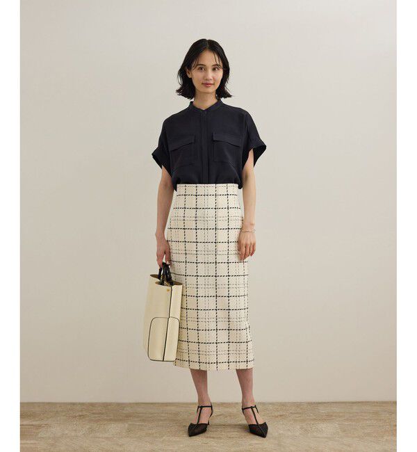 ROPE「【洗える・カセット服】バックサテンフラップブラウス/お仕事・通勤・セットアップ対応【ドラマ着用】」|シャツ・ブラウス|