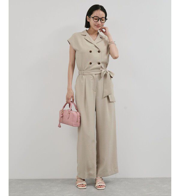 VIS「エアタン加工リラックスロンパース」|オールインワン|