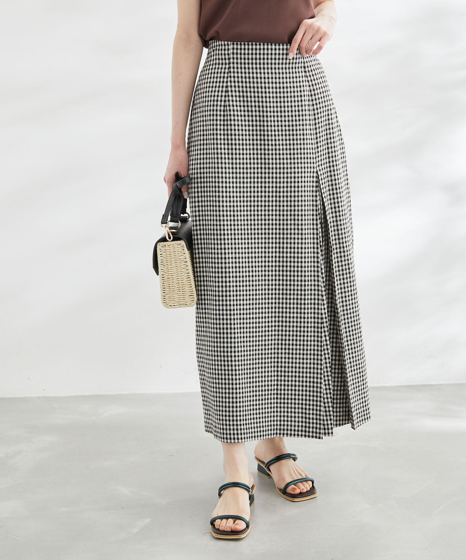 Rope&rsquo;Picnic「麻混アシンメトリータックカラースカート」|スカート|