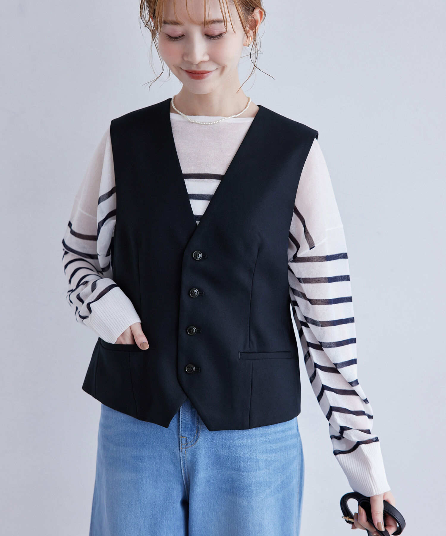 Rope&rsquo;Picnic「ブライトシリーズ/ノーカラーベスト/セットアップ対応」|ベスト・ジレ|