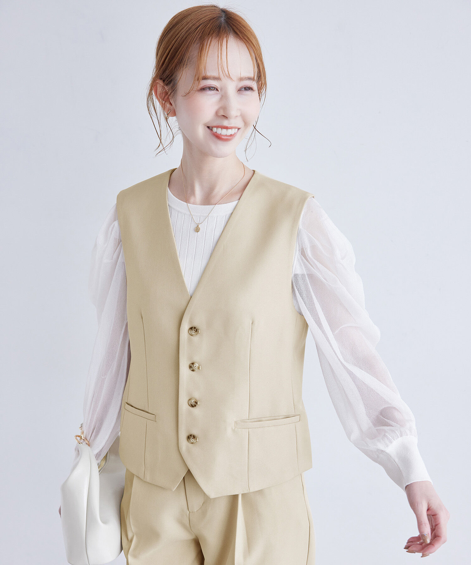 Rope&rsquo;Picnic「ブライトシリーズ/ノーカラーベスト/セットアップ対応」|ベスト・ジレ|