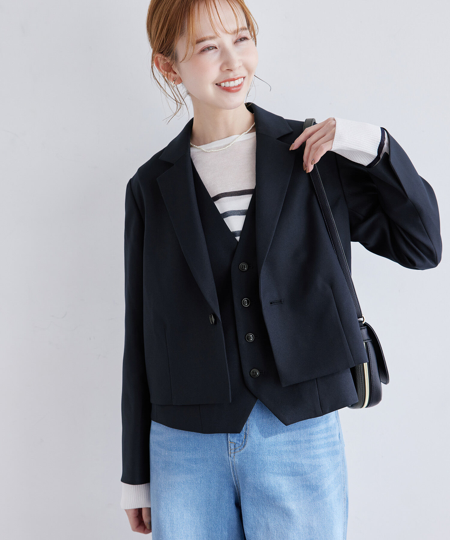 Rope&rsquo;Picnic「ブライトシリーズ/クロップドジャケット/セットアップ対応」|テーラードジャケット|