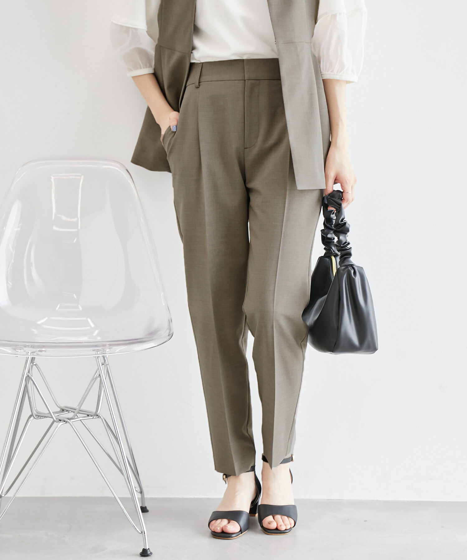 Rope&rsquo;Picnic「リネンライクテーパードパンツ/セットアップ対応・UVケア」|その他|ダークブラウン(20)