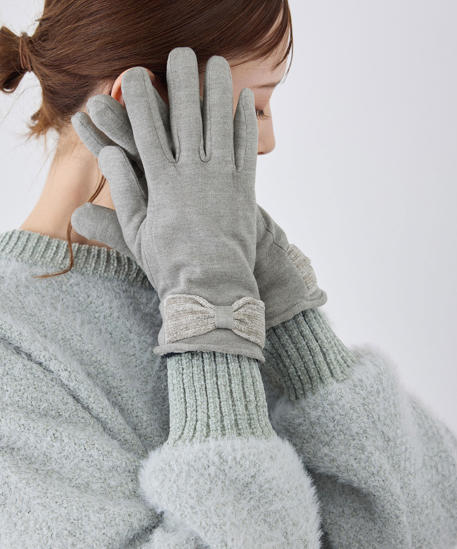 ROPE PICNIC PASSAGE「ラメコールリボン裏ボアグローブ」|手袋|