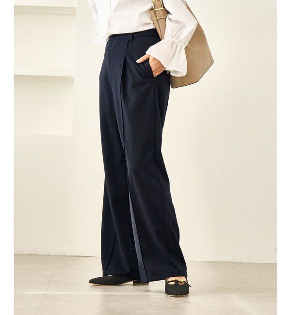 Rope&rsquo;Picnic「ジャージーワイドパンツ」|チノ|ネイビー(40)
