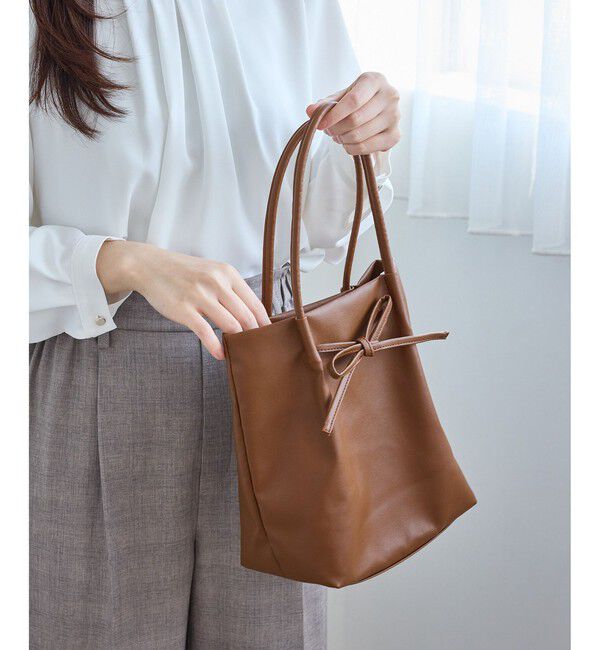 ROPE PICNIC PASSAGE「洗えるバッグ リボンディティールトートバッグ/イージーケア」|トートバッグ|ブラウン系(22)