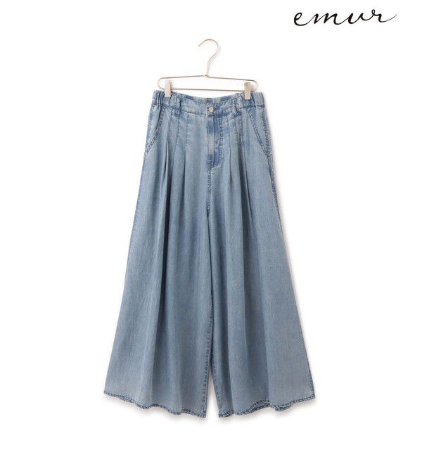 Rope&rsquo;Picnic「【emur/エミュール】パウダーシルクデニムワイドパンツ/セットアップ」|チノ|サックス(48)