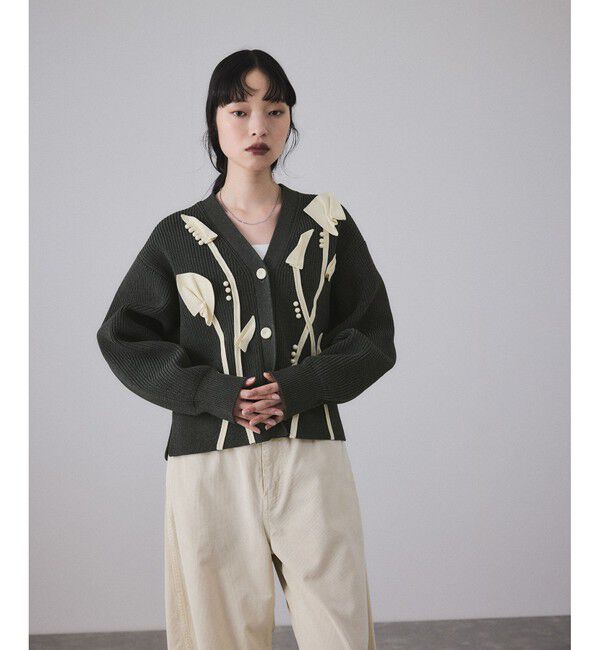ADAM ET ROPE'「【サステナブル】3Dモチーフカーディガン」|カーディガン|