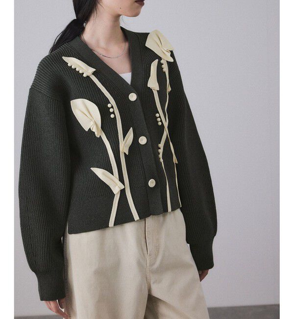 ADAM ET ROPE'「【サステナブル】3Dモチーフカーディガン」|カーディガン|