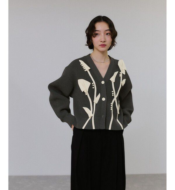 ADAM ET ROPE'「【サステナブル】3Dモチーフカーディガン」|カーディガン|