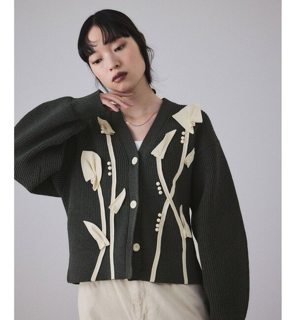 ADAM ET ROPE'「【サステナブル】3Dモチーフカーディガン」|カーディガン|
