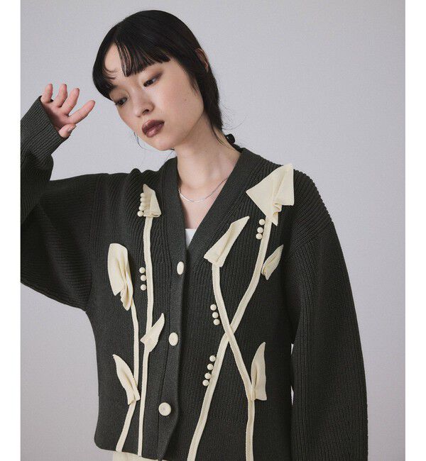 ADAM ET ROPE'「【サステナブル】3Dモチーフカーディガン」|カーディガン|