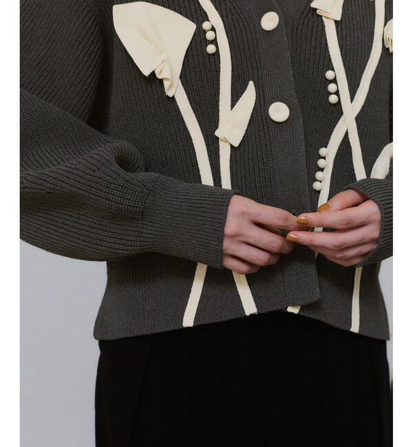 ADAM ET ROPE'「【サステナブル】3Dモチーフカーディガン」|カーディガン|