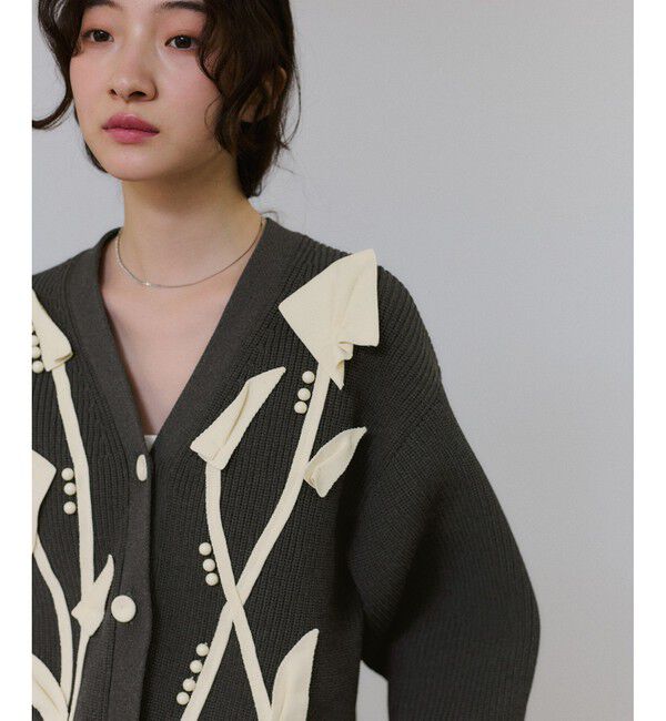 ADAM ET ROPE'「【サステナブル】3Dモチーフカーディガン」|カーディガン|