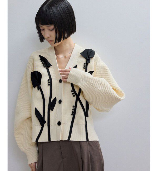 ADAM ET ROPE'「【サステナブル】3Dモチーフカーディガン」|カーディガン|