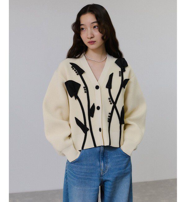 ADAM ET ROPE'「【サステナブル】3Dモチーフカーディガン」|カーディガン|